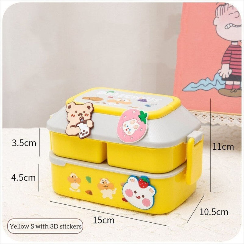 Lancheira Kawaii Portátil 820ml - PP Compartimentos