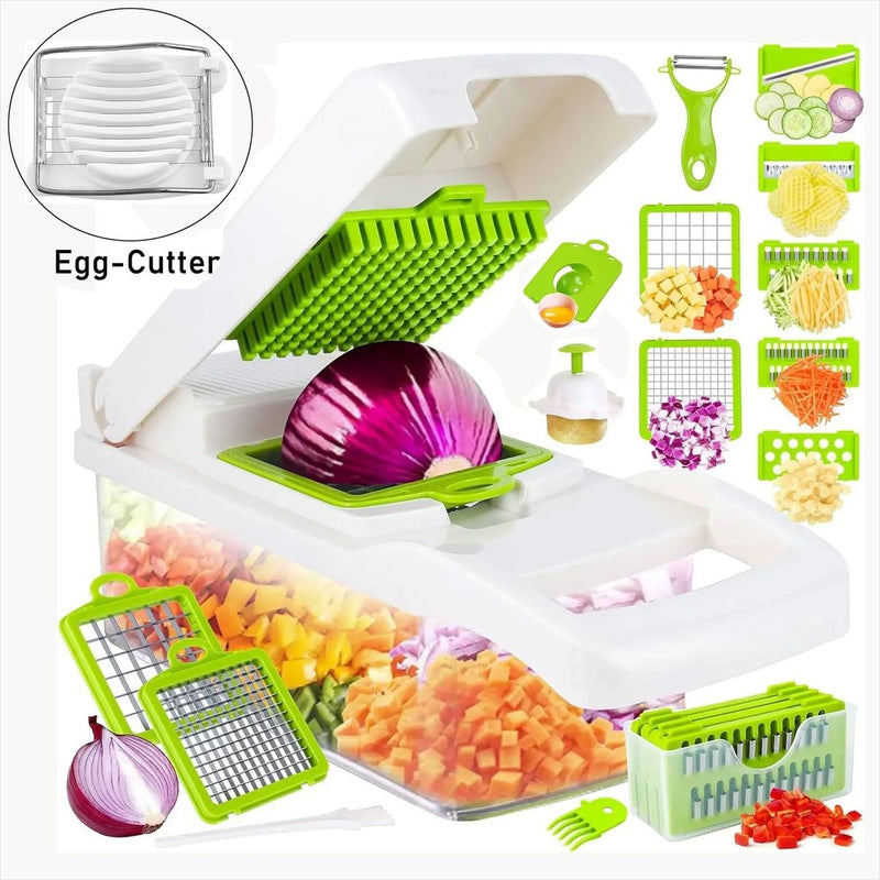 Cortador Vegetais Multifuncional 12 em 1 - Aço Inox