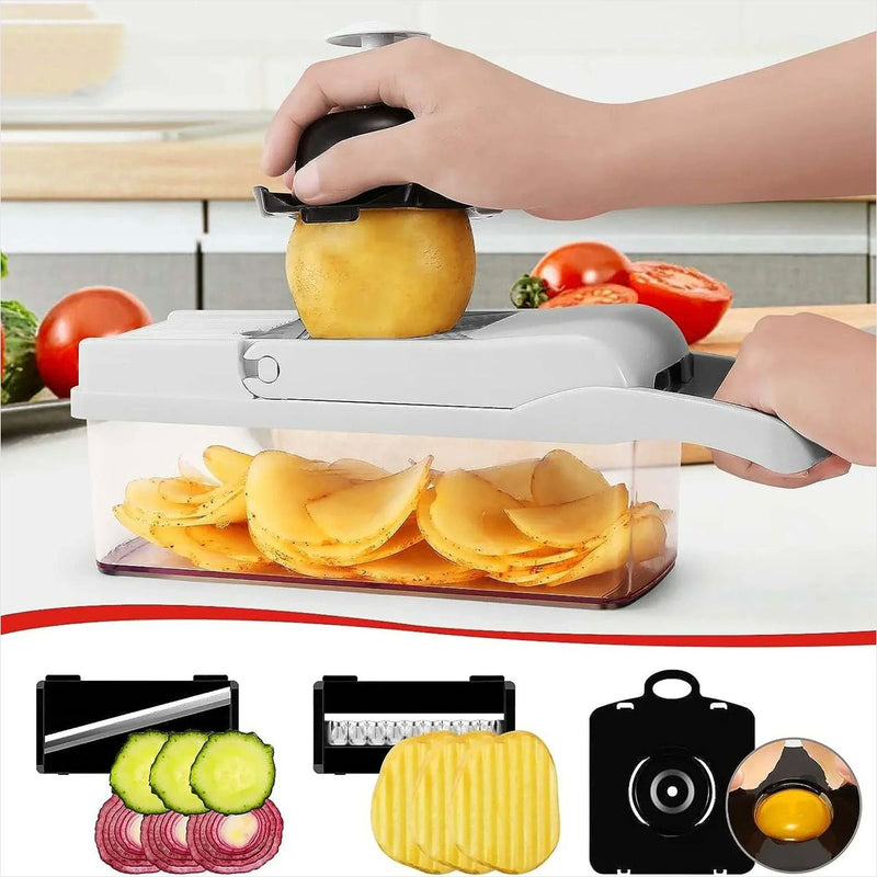 Cortador Vegetais Multifuncional 12 em 1 - Aço Inox