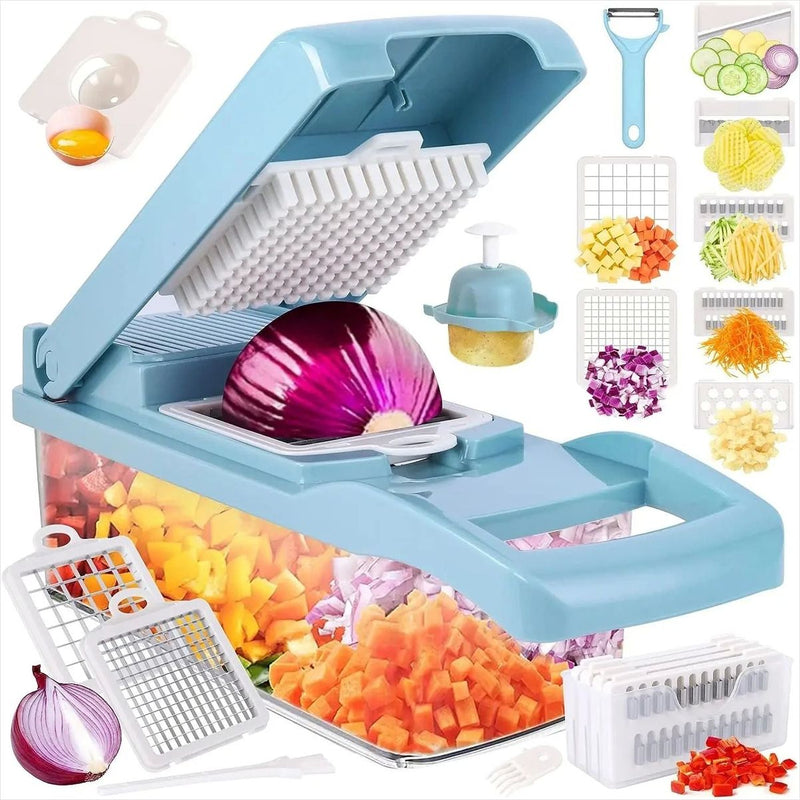 Cortador Vegetais Multifuncional 12 em 1 - Aço Inox