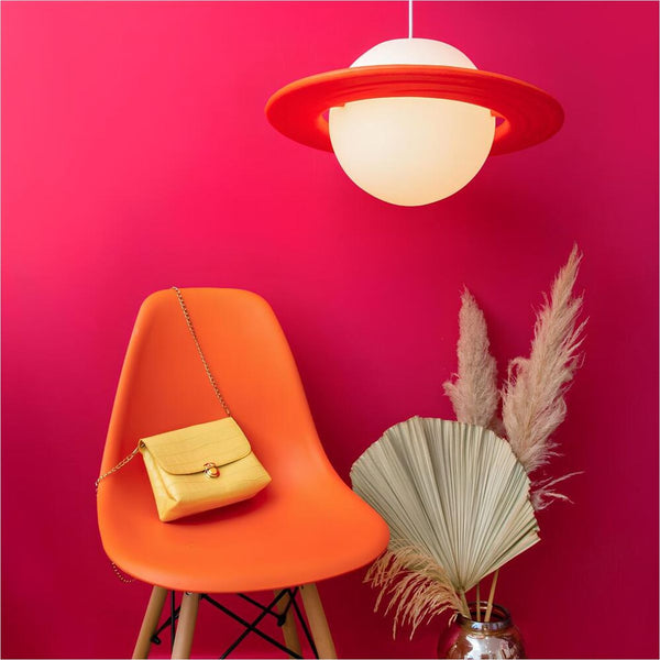 Luminária Saturno Rings Laranja - Polietileno Bivolt