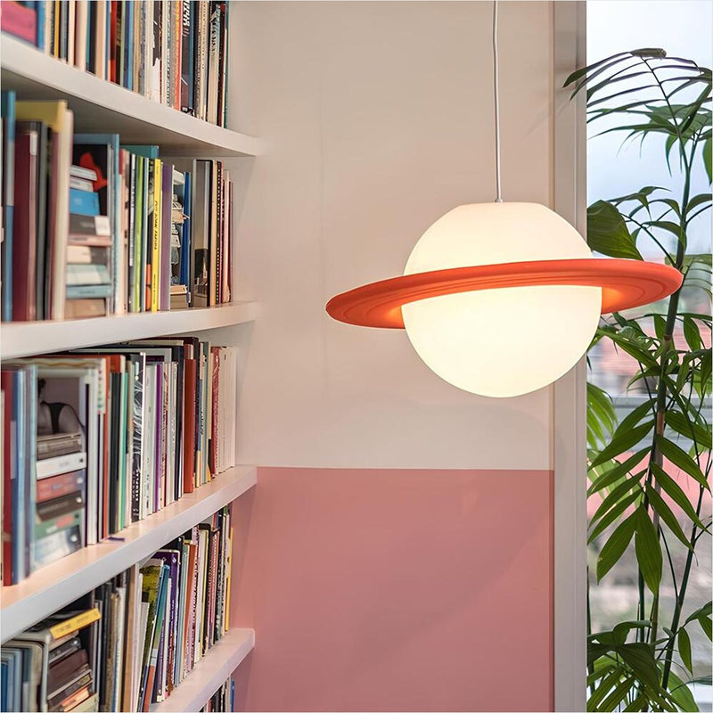 Luminária Saturno Rings Laranja - Polietileno Bivolt
