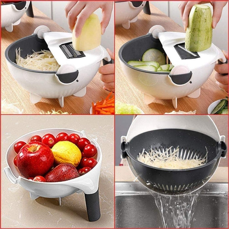 Cortador Manual 4 em 1 Portátil – Rale, Corte e Triture com Praticidade e Sem Sujeira na Cozinha!