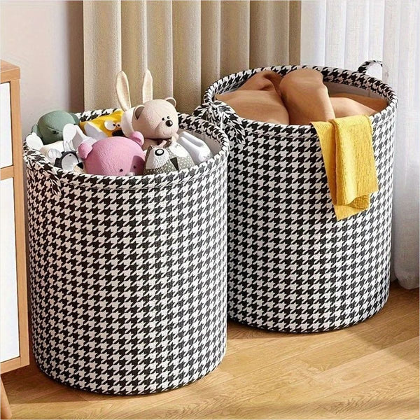 Cesto Lavanderia Dobrável Houndstooth - Poliéster