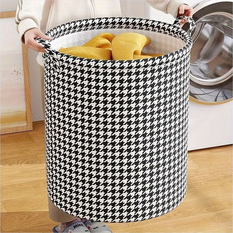 Cesto Lavanderia Dobrável Houndstooth - Poliéster