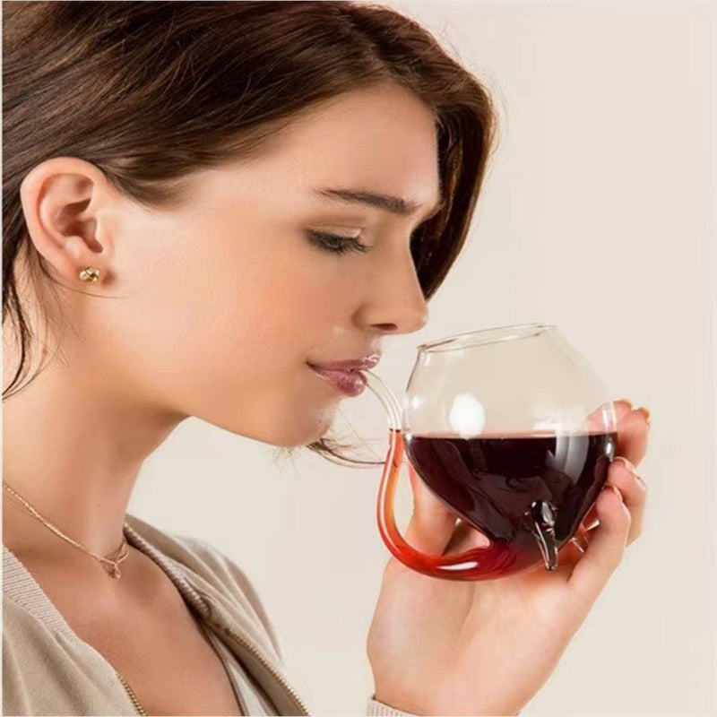 Copo Vidro Vinho Coquetel Canudo Integrado
