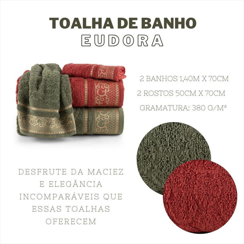Jogo Banho Eudora 4 Peças Algodão 380g/m²