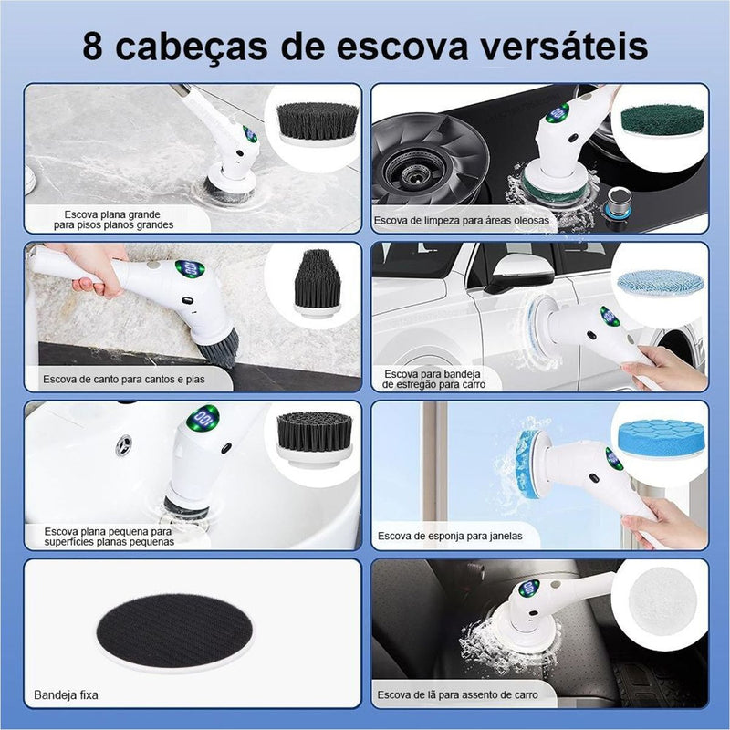 Escova Limpeza Elétrica raugee 8 em 1 Sem Fio