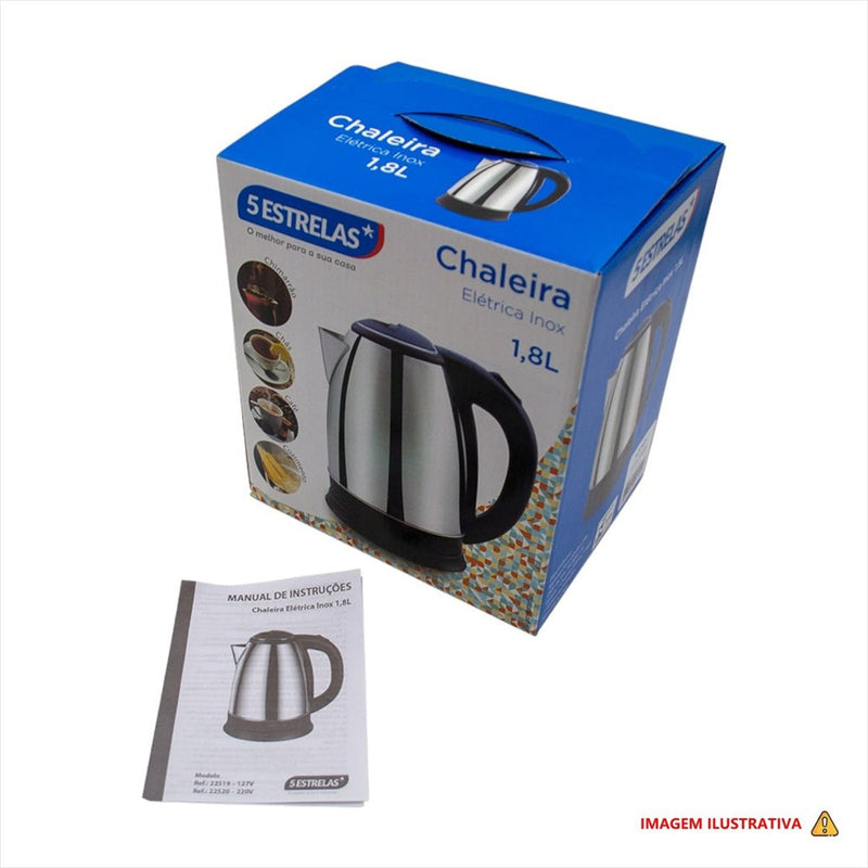 Chaleira Elétrica Inox Vermelha 1.8 Litros 127V