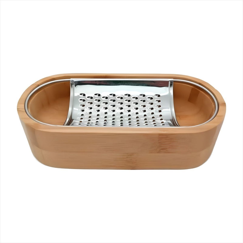 Ralador de Queijo Mesa Inox Recipiente Bambu