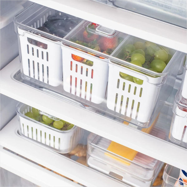 Organizador Geladeira 3 Cestos Acrílico 5 Litros