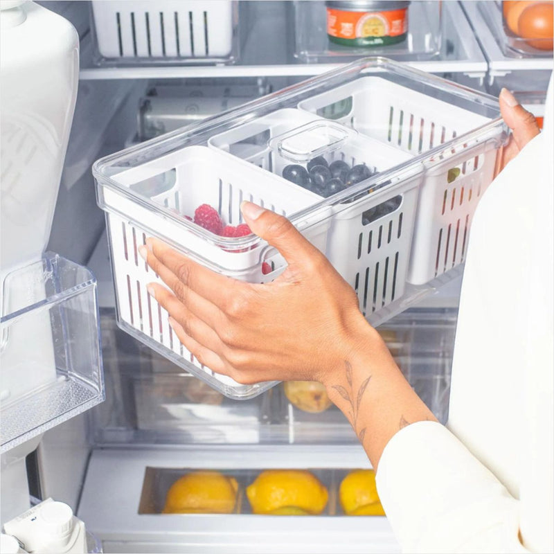 Organizador Geladeira 3 Cestos Acrílico 5 Litros