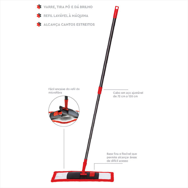 Mop Flat Microfibra Ajustável 360 Graus