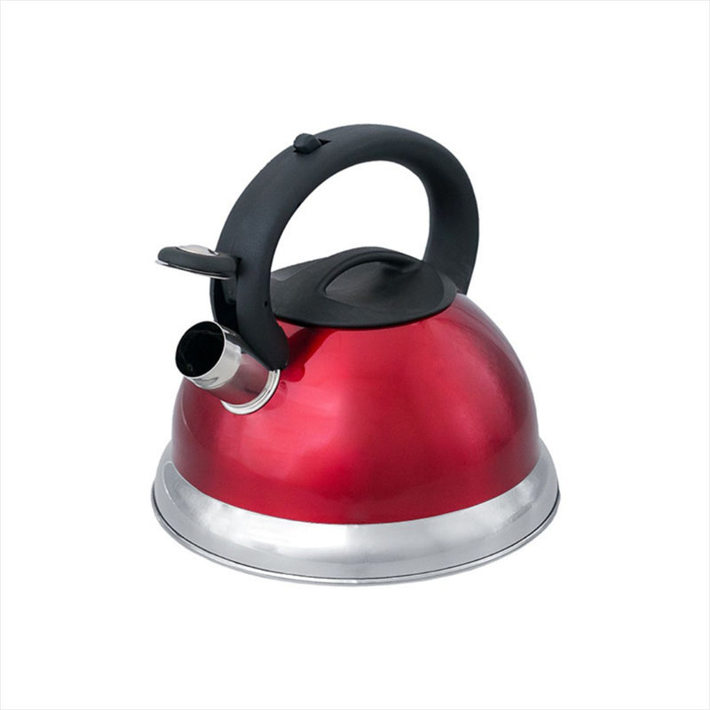 Chaleira Inox Vermelha 3 Litros Apito Indução
