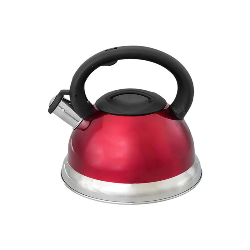 Chaleira Inox Vermelha 3 Litros Apito Indução