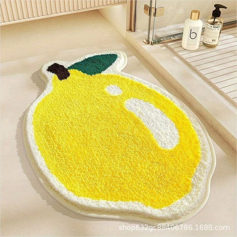 Tapete Banho Lã Forma Fruta - Aquecedor Macio 40x60cm