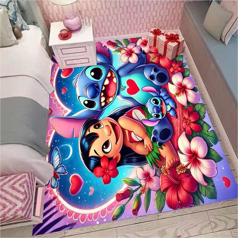 Tapete Área Miniso Disney Stitch e Angel - Poliéster