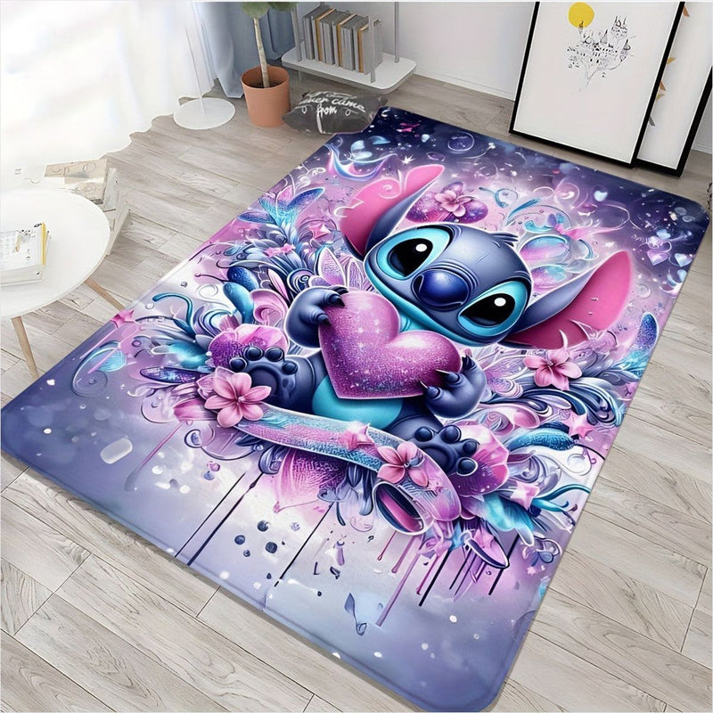 Tapete Área Miniso Disney Stitch e Angel - Poliéster