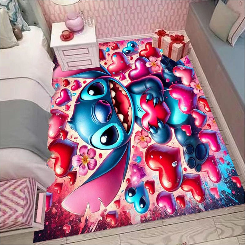 Tapete Área Miniso Disney Stitch e Angel - Poliéster