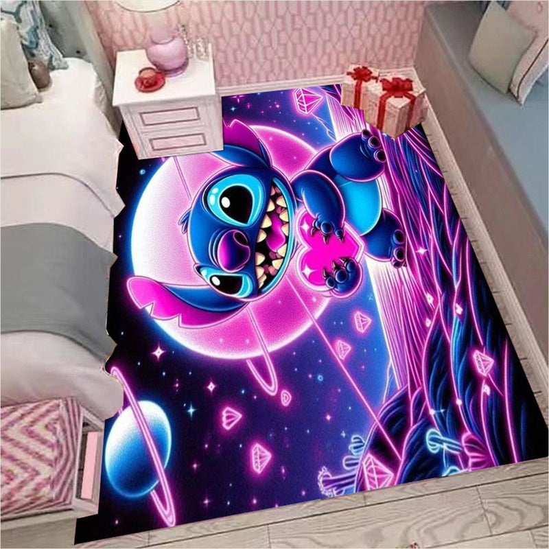 Tapete Área Miniso Disney Stitch e Angel - Poliéster