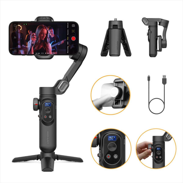 Estabilizador de Celular Aochuan XPRO – 3 Eixos Inteligente para iPhone e Android