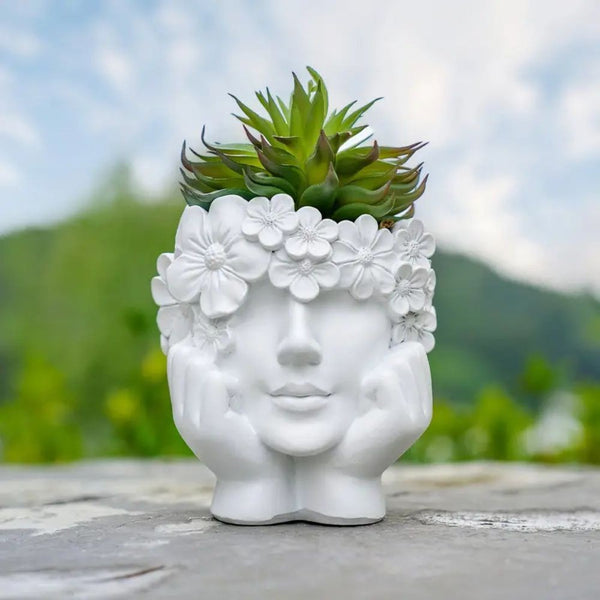1 peça de vasos de flores de rosto feminino criativo, vasos de flores de menina